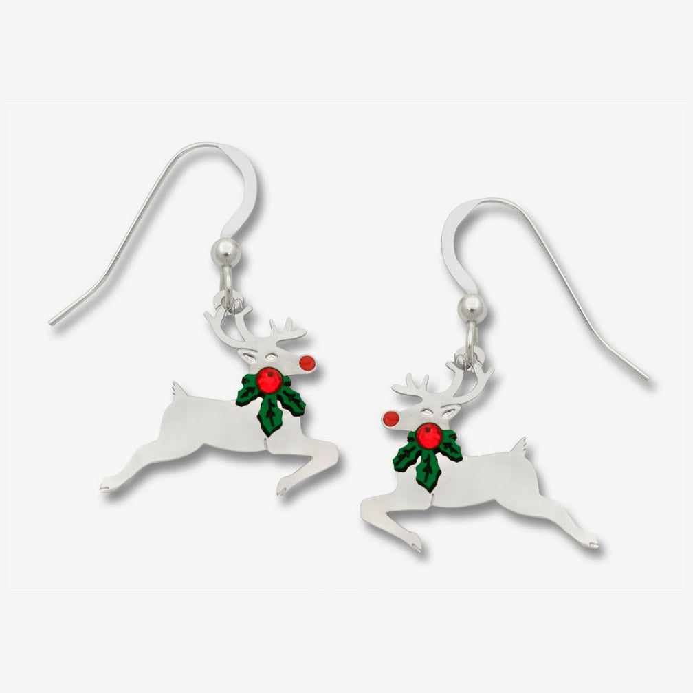 Sienna Sky Earrings: Reindeer with Holly 'Round His Neck