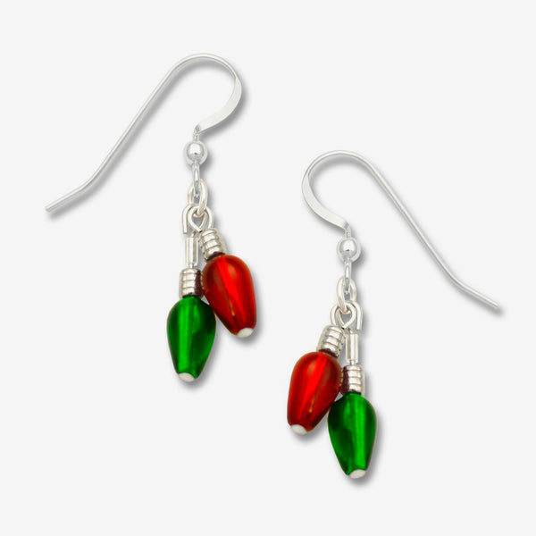 Sienna Sky Earrings: Beaded Red & Green Christmas Lights