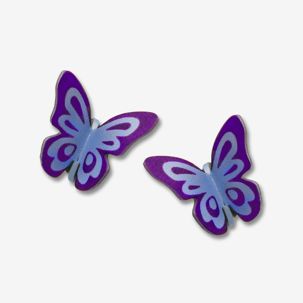 Sienna Sky Post Earrings: Purple Folded Butterfly