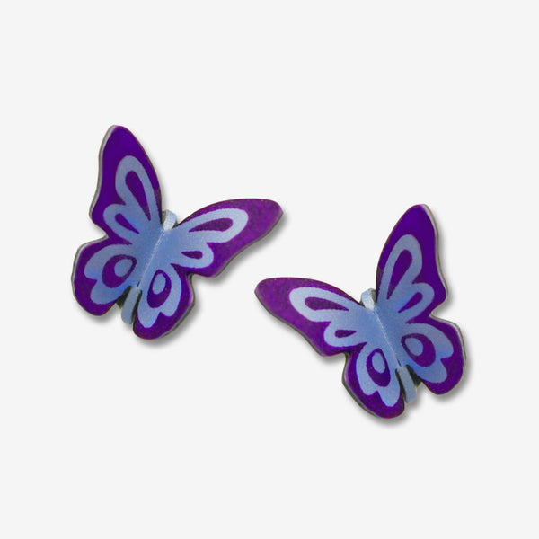 Sienna Sky Post Earrings: Purple Folded Butterfly