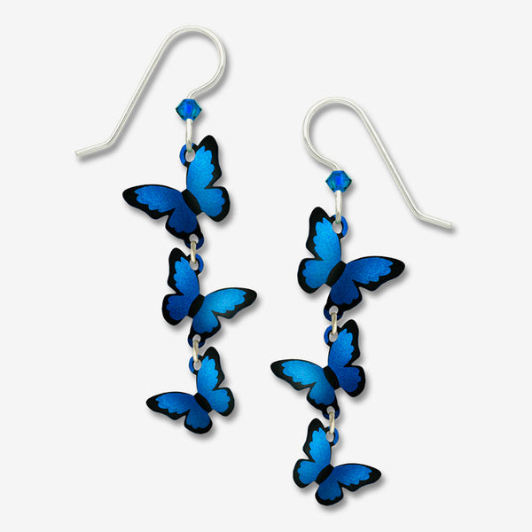 Sienna Sky Earrings: 3-Part 3-D Blue Morpho Butterflies