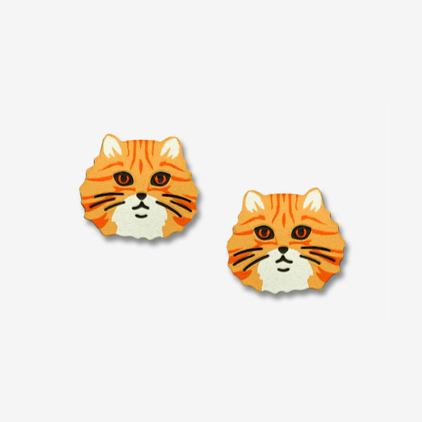 Sienna Sky Post Earrings: Orange Tabby Cat Face