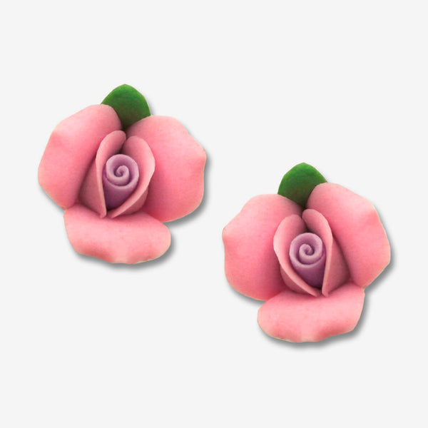 Sienna Sky Post Earrings: Pastel Pink Roses