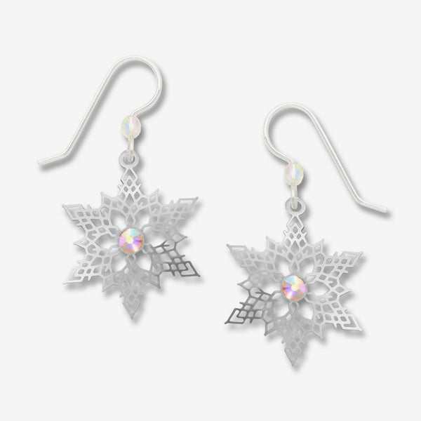 Sienna Sky Earrings: Ir Snowflake with Crystal Rhinestone