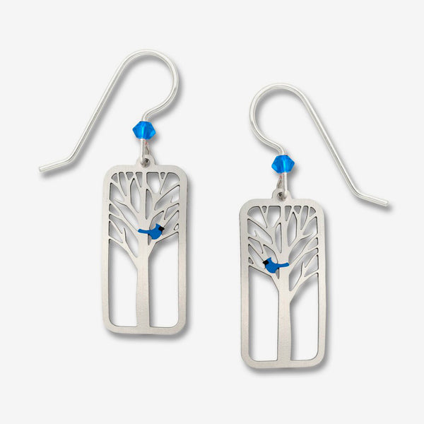 Sienna Sky Earrings: Bluebird In a Tree