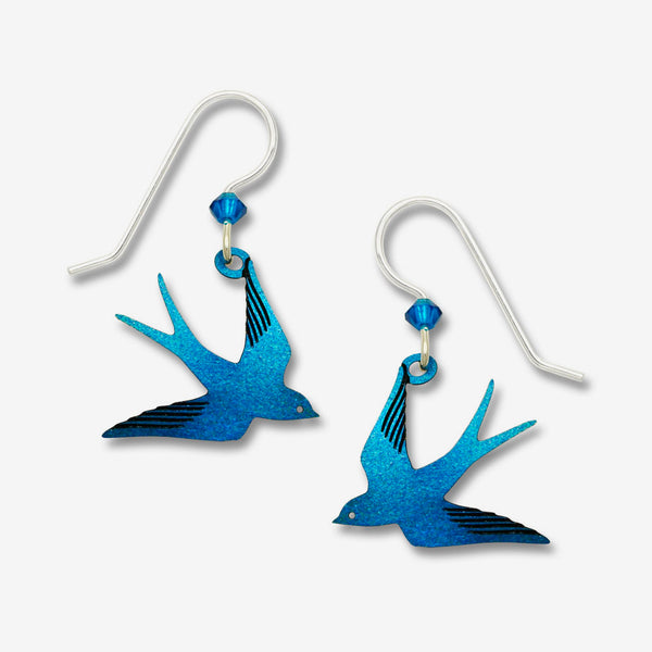 Sienna Sky Earrings: Sapphire Blue Flying Swallow