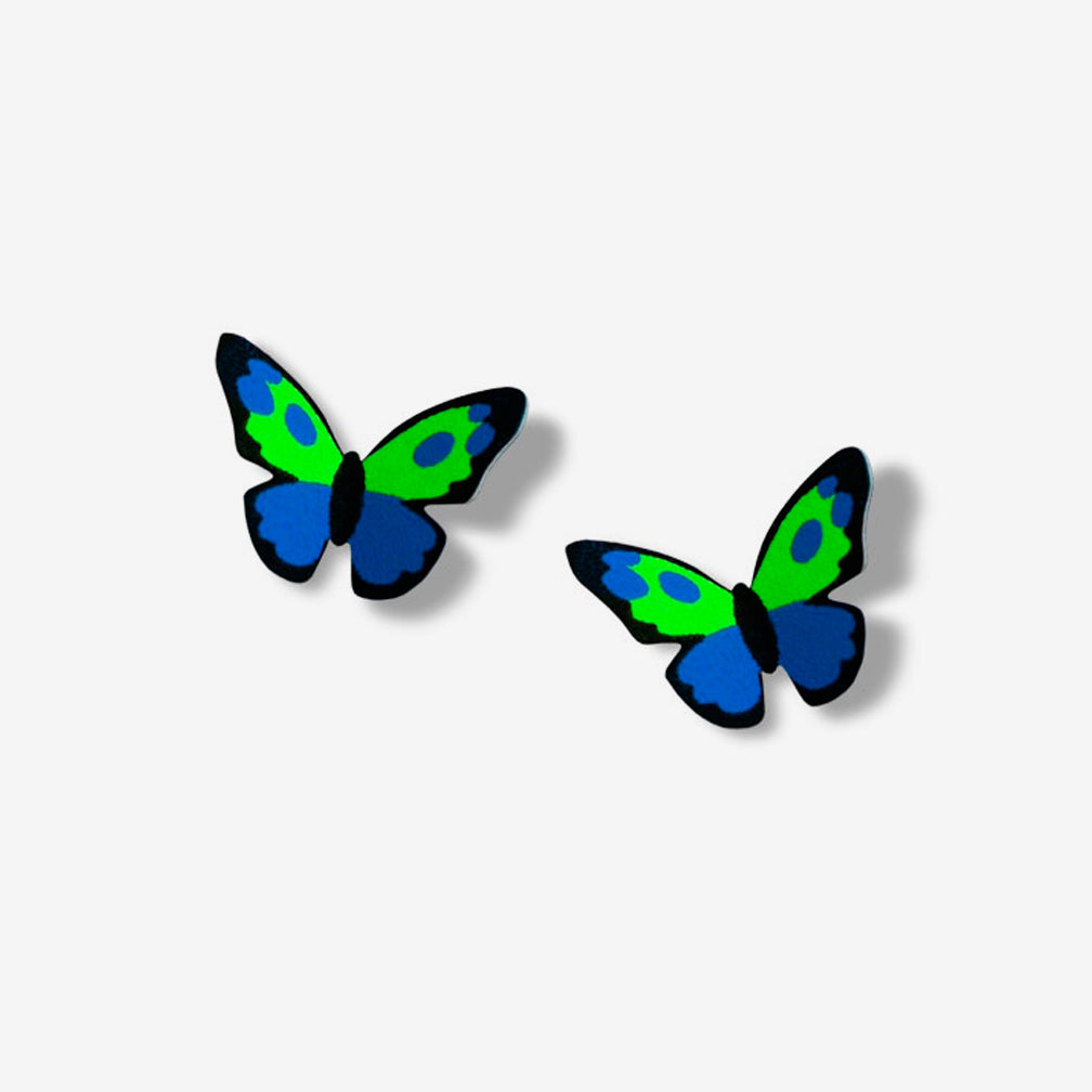 Sienna Sky Post Earrings: Blue/Green/Black Butterfly