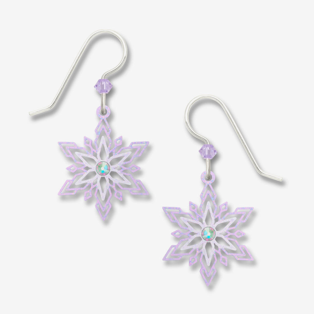Sienna Sky Earrings: Pale Violet Snowflake