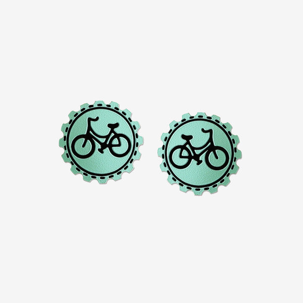 Sienna Sky Earrings: Bike On Gear Post