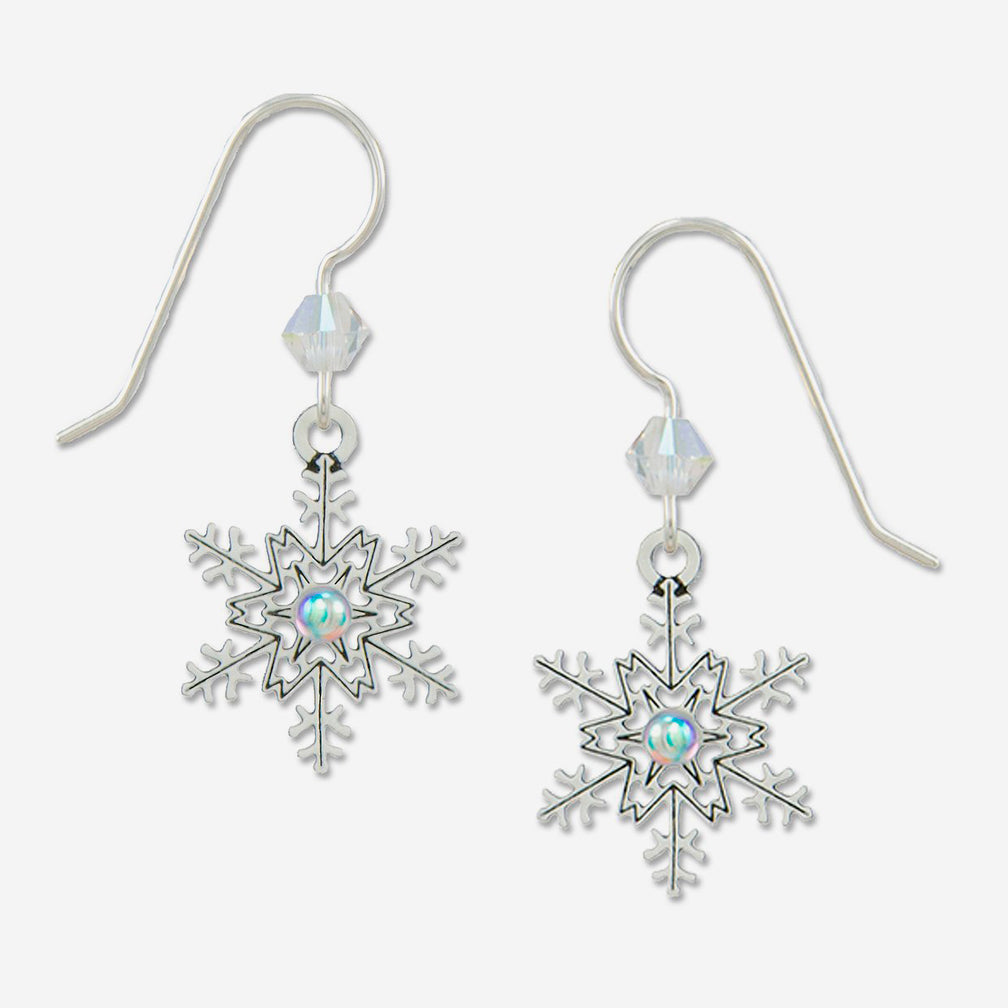 Sienna Sky Earrings: Snowflake with Crystal