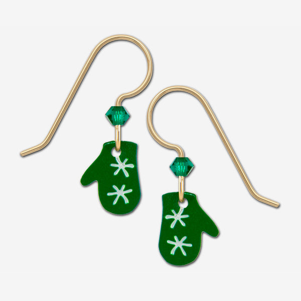 Sienna Sky Earrings: Green Christmas Mittens