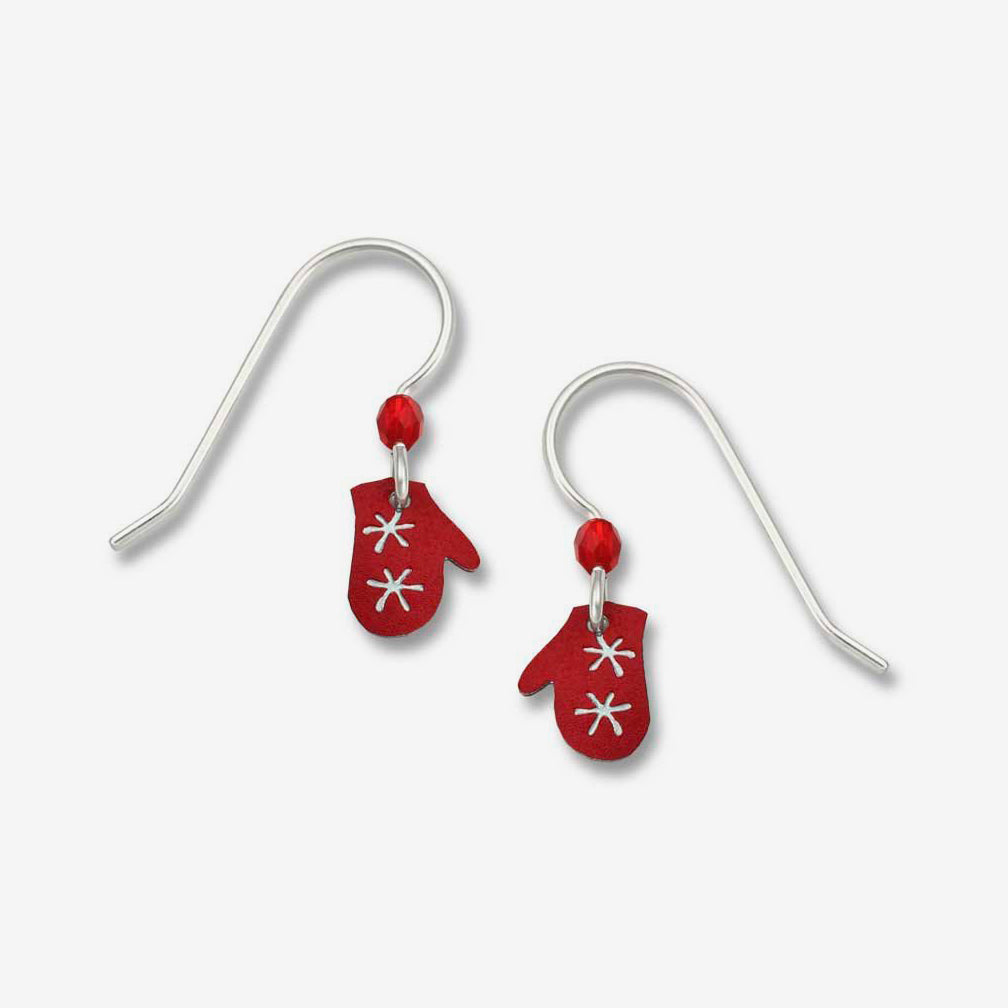 Sienna Sky Earrings: Red Mittens with Snowflakes