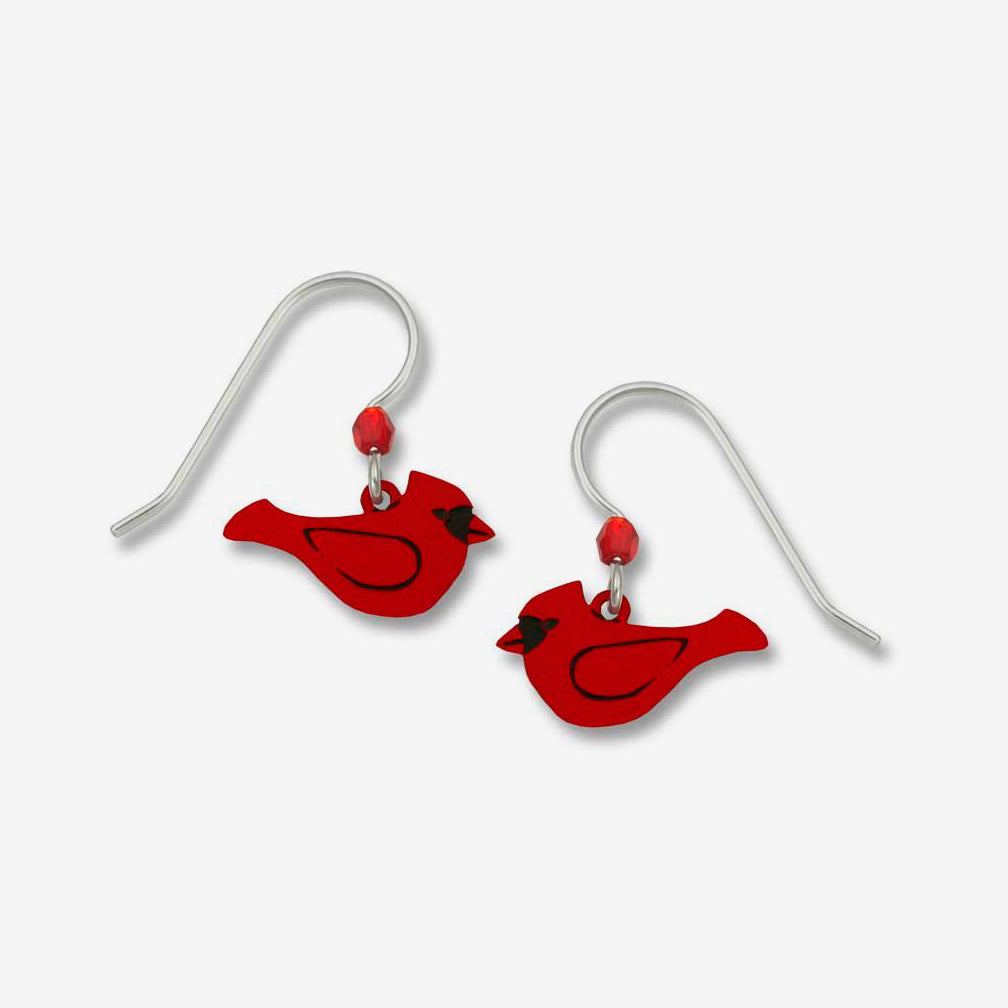 Sienna Sky Earrings: Red Cardinal Hand-Painted
