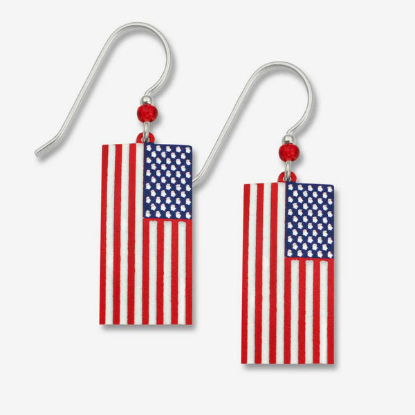 Sienna Sky Earrings: Flag, Hand-Painted Stars 'n Stripes