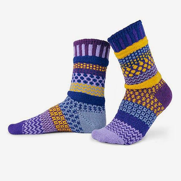 Solmate Socks: Adult Crew Socks: Purple Rain