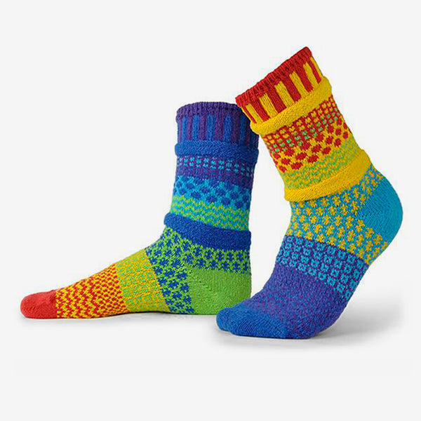 Solmate Socks: Adult Crew Socks: Rainbow