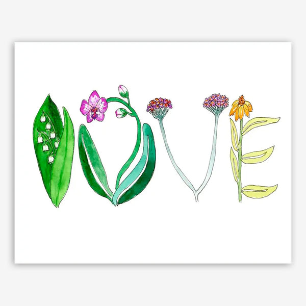 SquidCat, Ink Art Print: Love Flowers