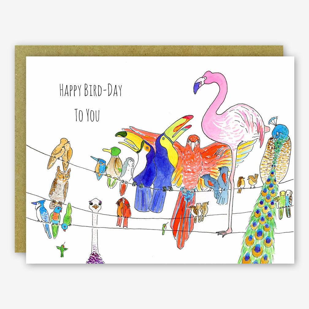 SquidCat, Ink Birthday Card: Happy Bird-Day