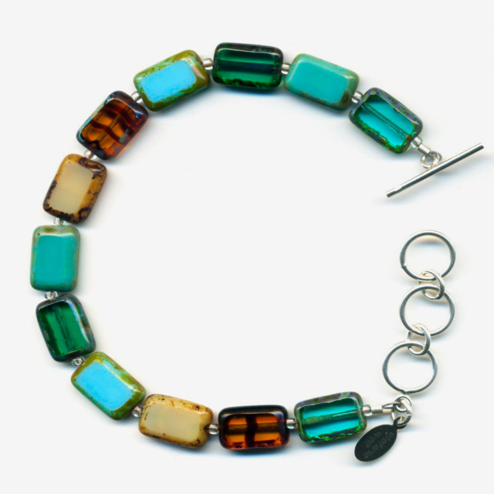 Stefanie Wolf Designs: Bracelet: 1-Strand Trilogy, Emerald Mix