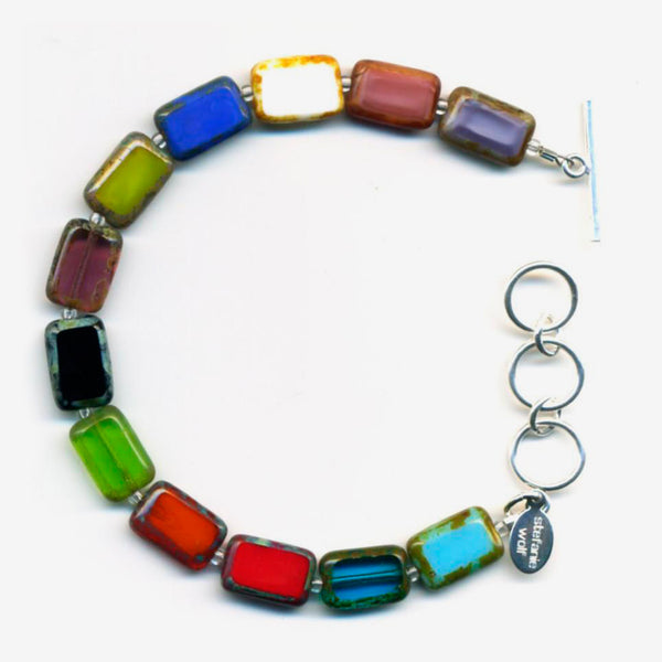 Stefanie Wolf Designs: Bracelet: Trilogy, 1-Strand Rainbow Mix