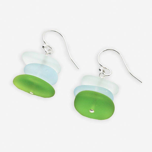 Stefanie Wolf Designs: Earrings: Seaglass Stack, Green