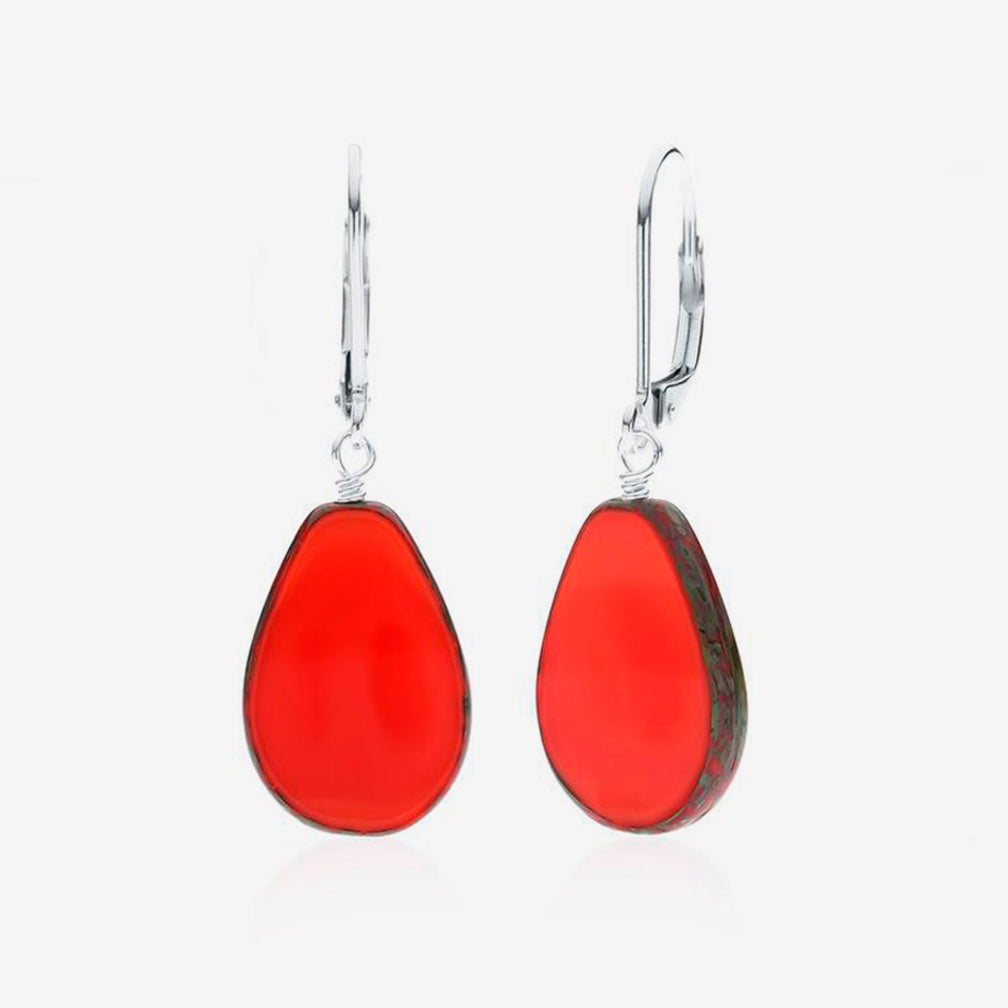 Stefanie Wolf Designs: Earrings: Full Circle, Teardrop Coral