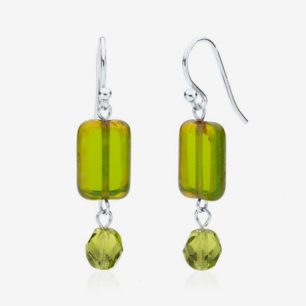 Stefanie Wolf Designs: Earrings: Trilogy, Crystal Dangle Green