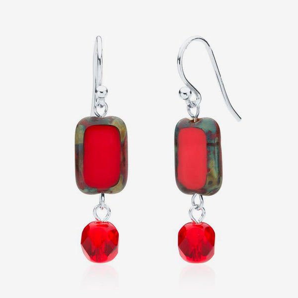 Stefanie Wolf Designs: Earrings: Trilogy, Crystal Dangle Red