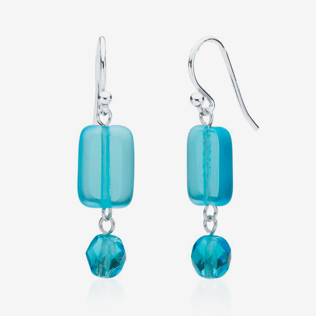 Stefanie Wolf Designs: Earrings: Trilogy, Crystal Dangle Seaglass Azul