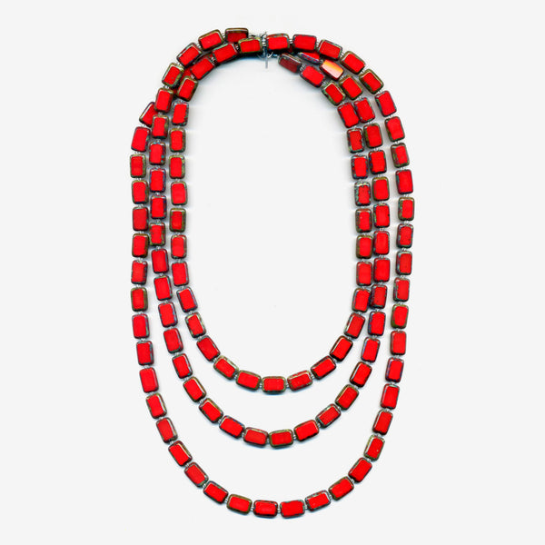 Stefanie Wolf Designs: Necklace: Trilogy, 60" Red