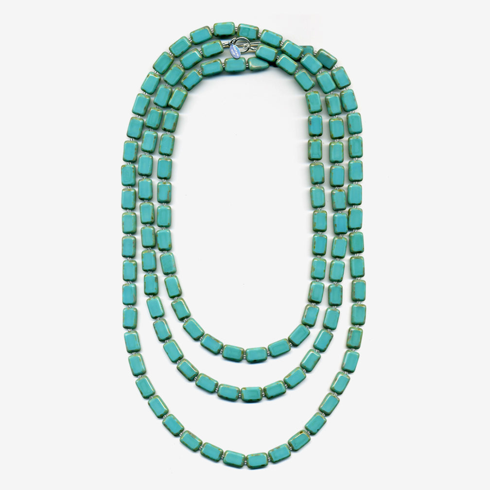 Stefanie Wolf Designs: Necklace: Trilogy, 60" Turquoise