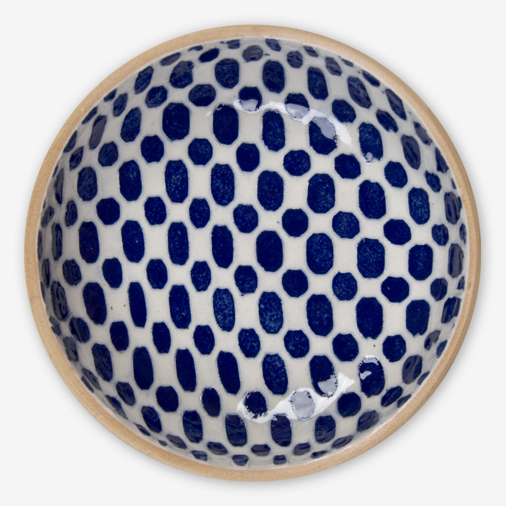 Terrafirma Ceramics: Fruit Dessert Bowl: Dot Cobalt