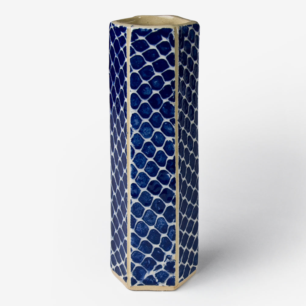 Terrafirma Ceramics: Hexagon Vase: Taj Cobalt