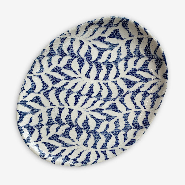 Terrafirma Ceramics: Small Oval Platter: Fern Cobalt