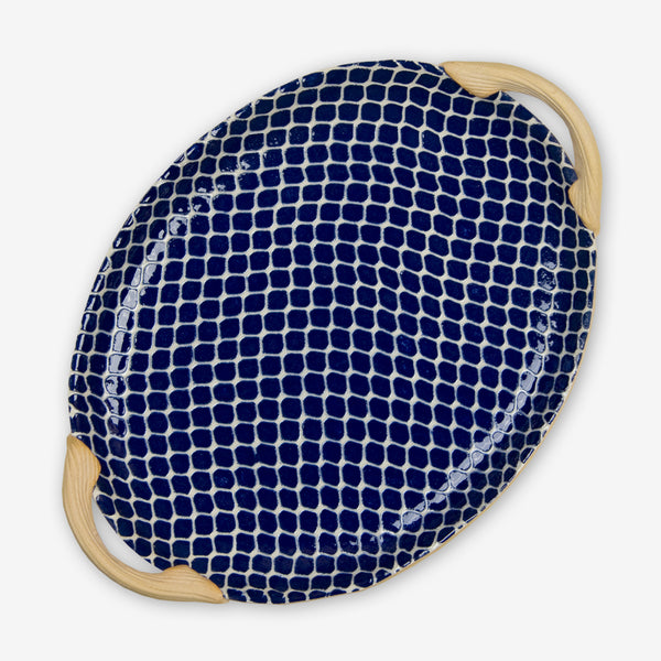 Terrafirma Ceramics: Small Oval Platter with Handles: Taj Cobalt