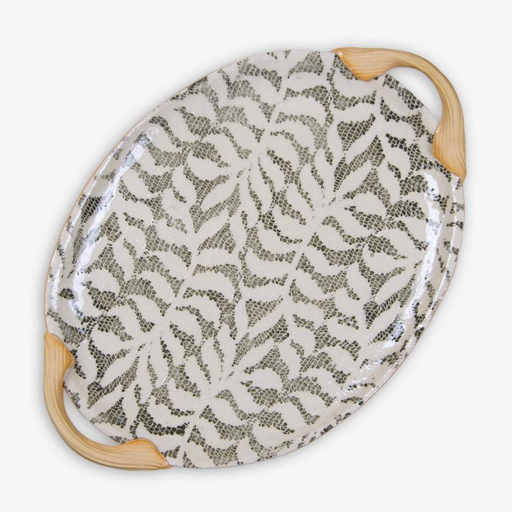 Terrafirma Ceramics: Small Oval Platter with Handles: Fern Charcoal