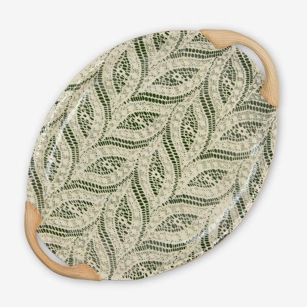 Terrafirma Ceramics: Small Oval Platter with Handles: Paisley Pine