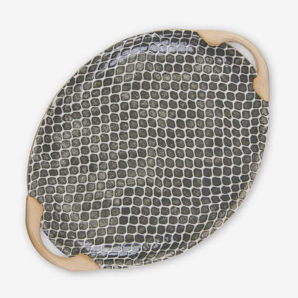 Terrafirma Ceramics: Small Oval Platter with Handles: Taj Charcoal