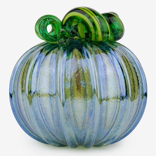 The Glass Forge: Extra Large Pumpkin: Silver Blue