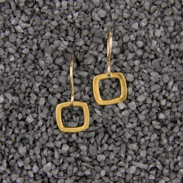 Zina Kao Exclusives Wire Earrings: Baby Geo Tiny Square, Gold