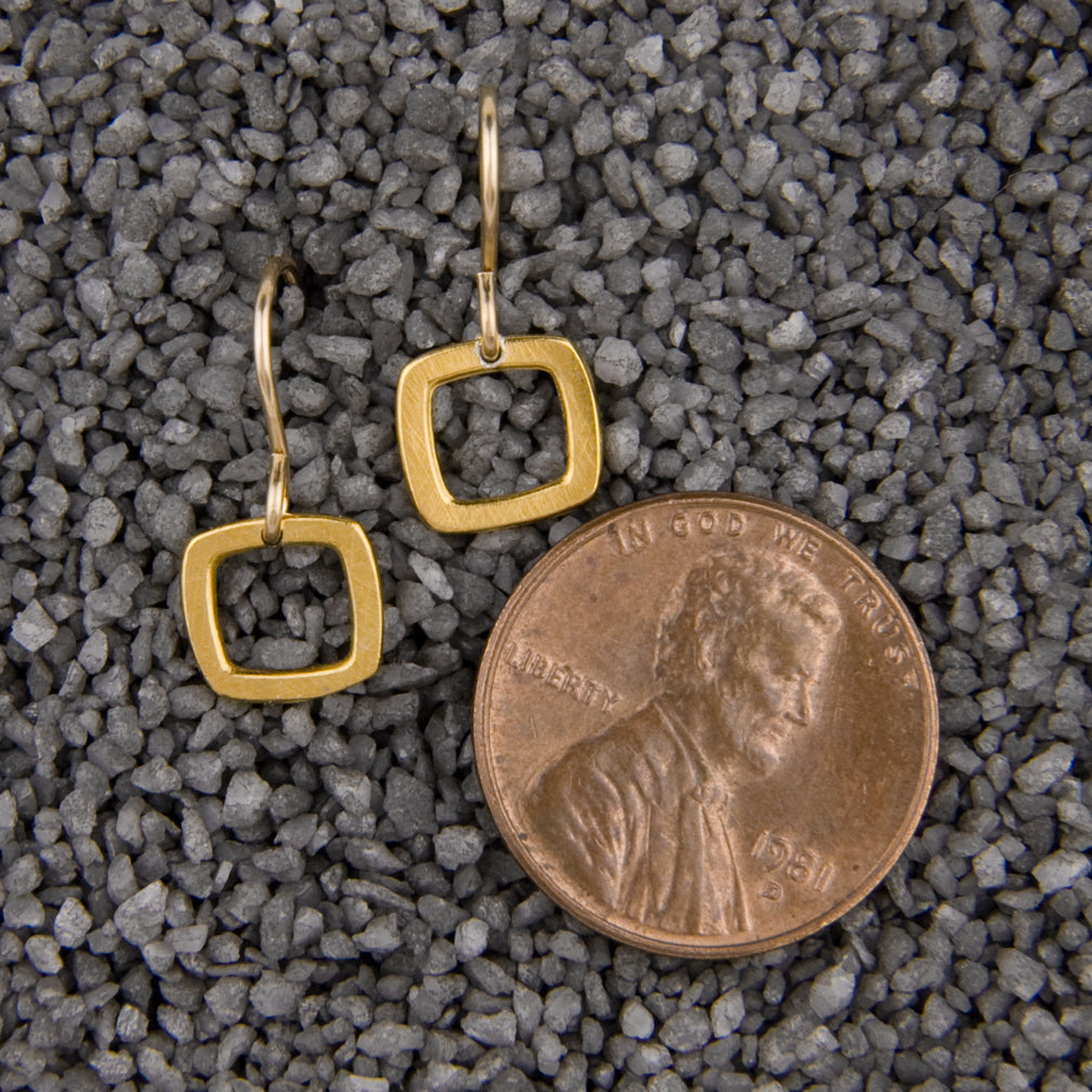 Zina Kao Exclusives Wire Earrings: Baby Geo Tiny Square, Gold