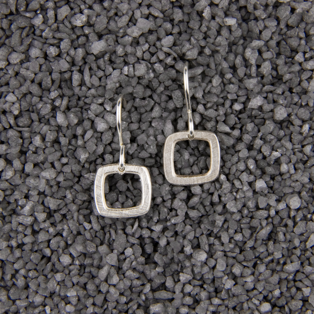 Zina Kao Exclusives Wire Earrings: Baby Geo Tiny Square, Silver