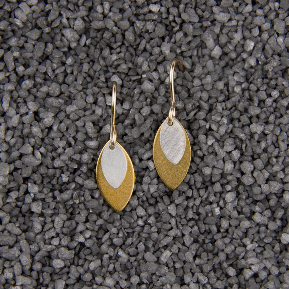 Zina Kao Exclusives Wire Earrings: Marquise Double, Mostly Gold