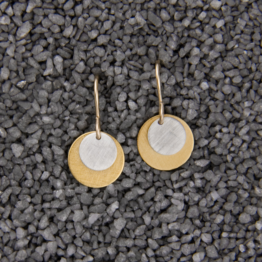 Zina Kao Exclusives Wire Earrings: Double Dot, Mostly Gold