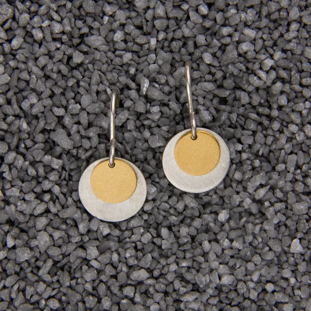 Zina Kao Exclusives Wire Earrings: Double Dot, Mostly Silver