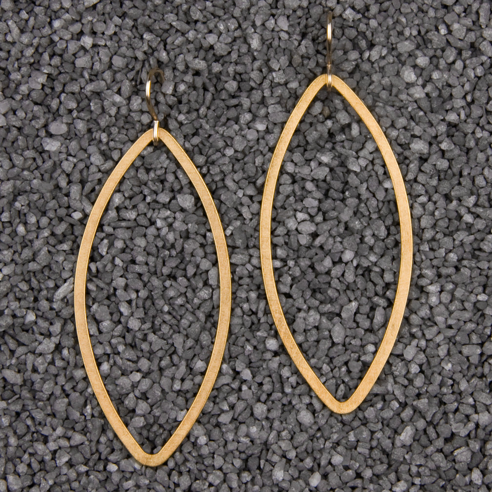 Zina Kao Exclusives Wire Earrings: Marquise #4 Flat, Gold