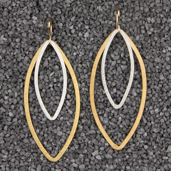 Zina Kao Exclusives Wire Earrings: Marquise #24 Double, Mostly Gold