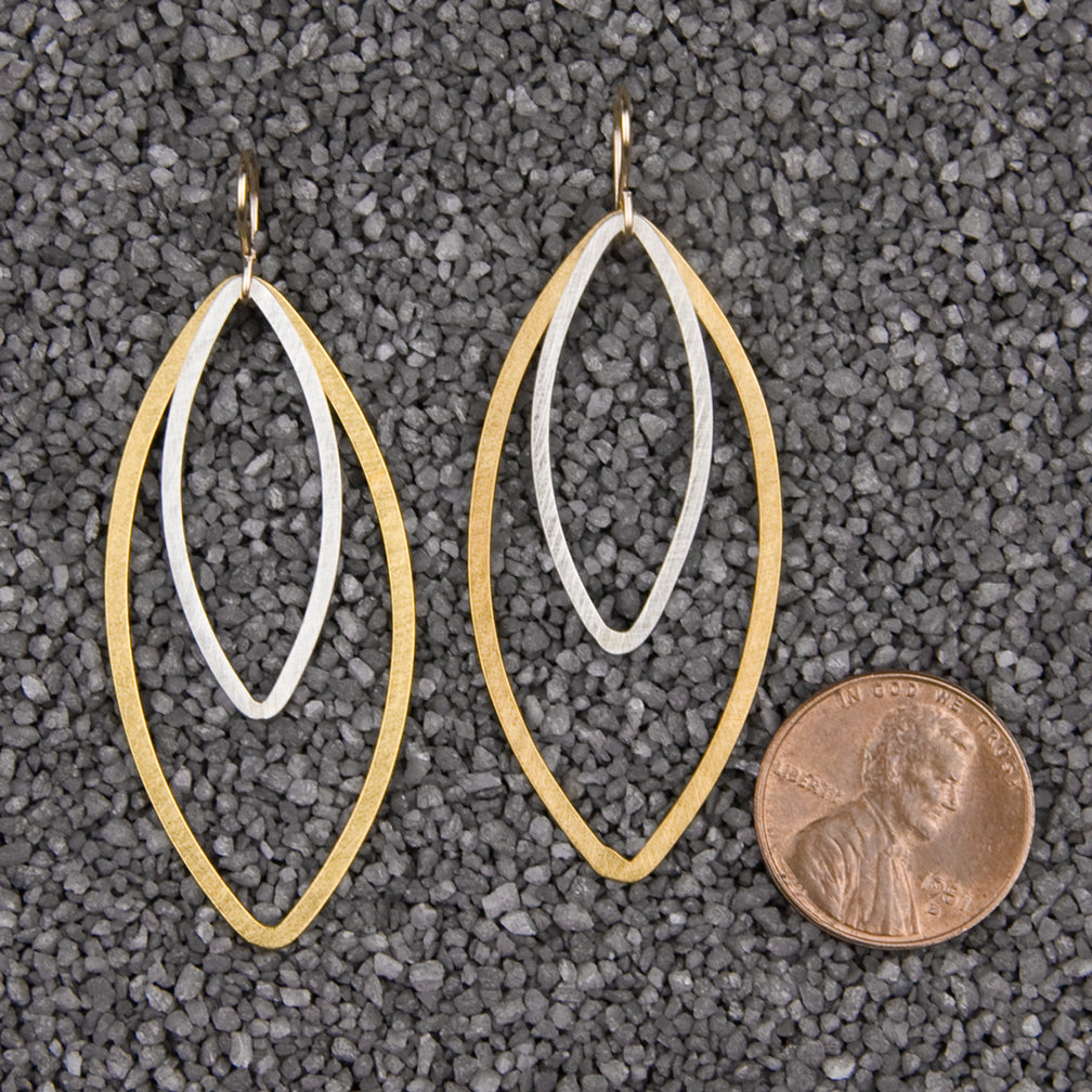 Zina Kao Exclusives Wire Earrings: Marquise #24 Double, Mostly Gold