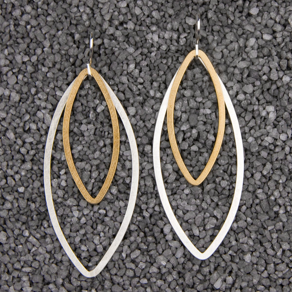 Zina Kao Exclusives Wire Earrings: Marquise #24 Double, Mostly Silver