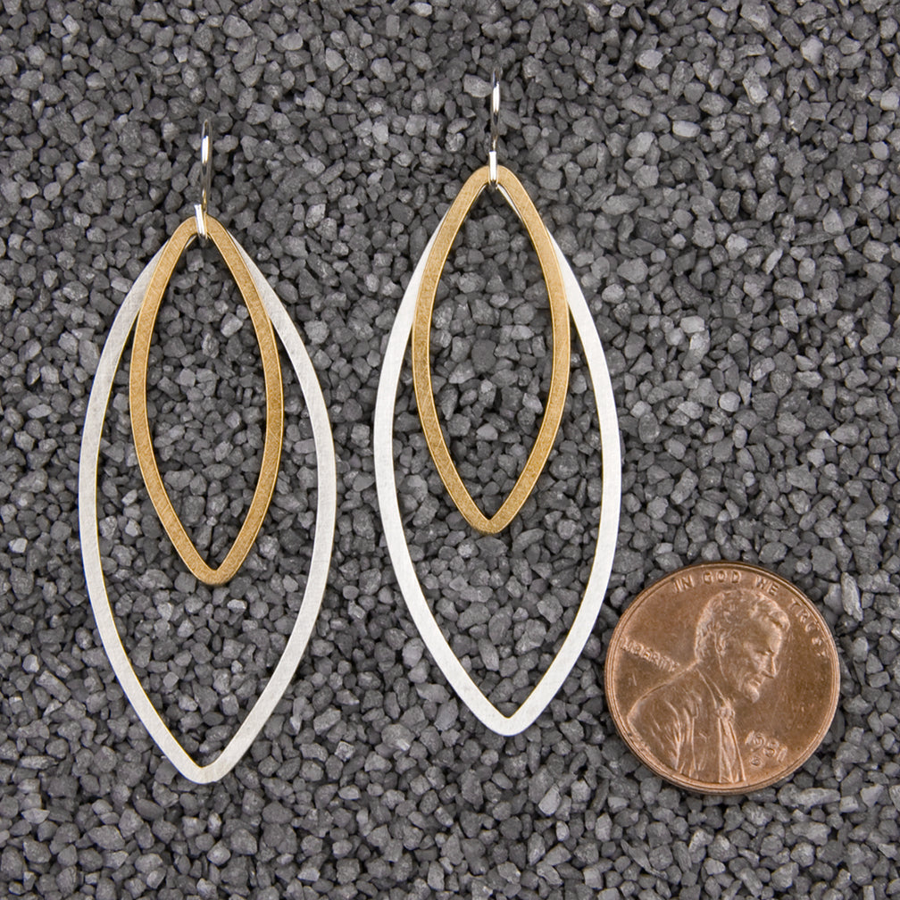 Zina Kao Exclusives Wire Earrings: Marquise #24 Double, Mostly Silver